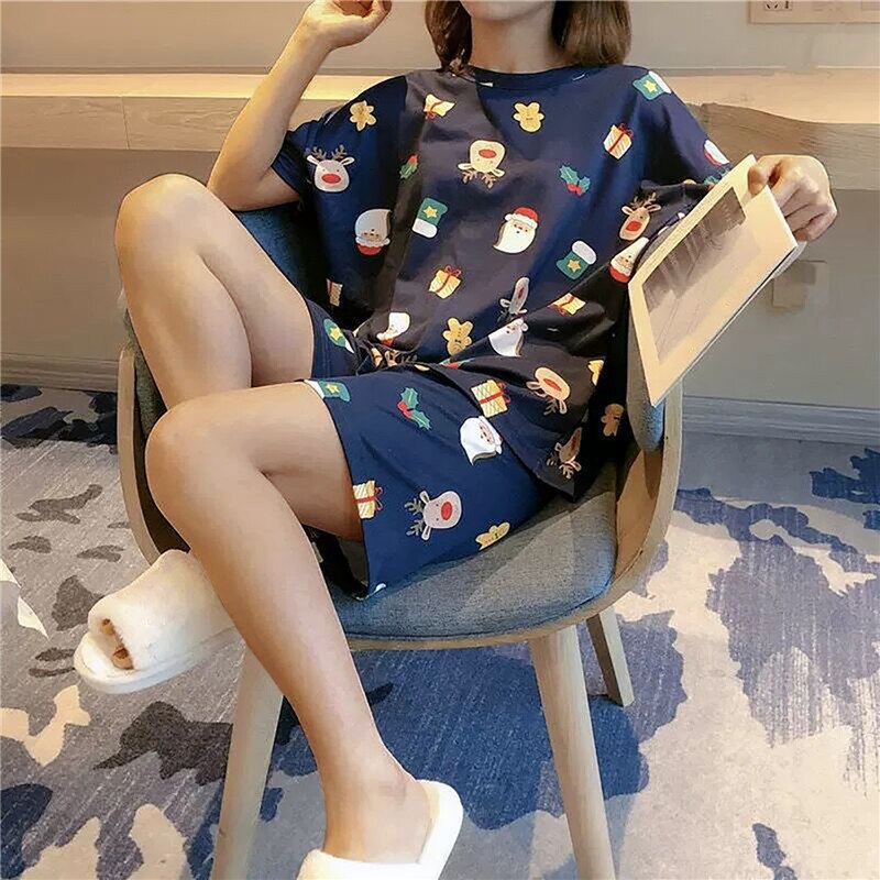 PIN GROUPS 2024 Women Sleepwear Lovely Home Suits Pyjama Short Sleeve Pajamas Set Women Pajamas Comfortable Girl Spring And Summer Pijamas