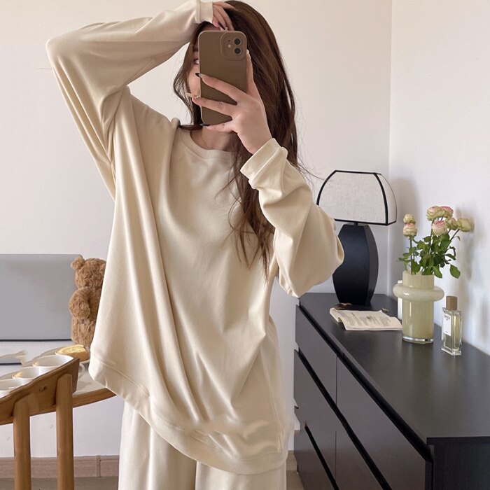 PIN GROUPS 2024 New Cotton Pajamas Sets Women Lounge Cute Sleepwear Long Sleeve Casual Loose Nightwear Large Size M-XXL Female Pijamas