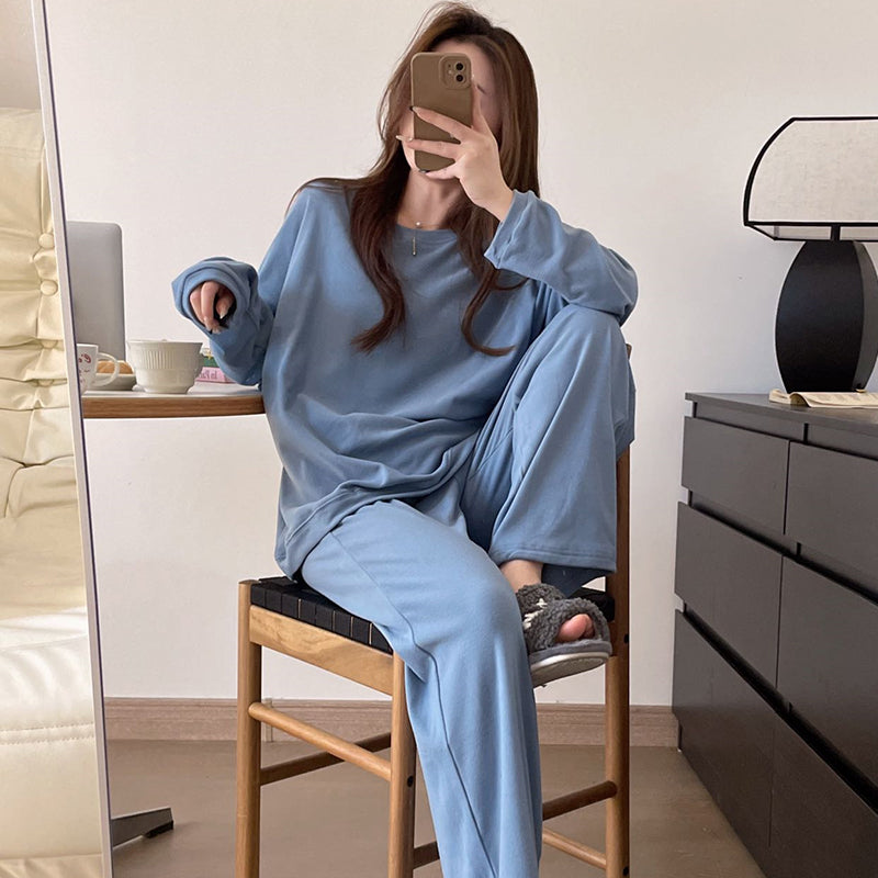 PIN GROUPS 2024 New Cotton Pajamas Sets Women Lounge Cute Sleepwear Long Sleeve Casual Loose Nightwear Large Size M-XXL Female Pijamas