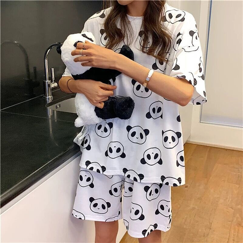 PIN GROUPS 2024 Women Sleepwear Lovely Home Suits Pyjama Short Sleeve Pajamas Set Women Pajamas Comfortable Girl Spring And Summer Pijamas