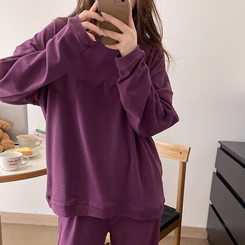 PIN GROUPS 2024 New Cotton Pajamas Sets Women Lounge Cute Sleepwear Long Sleeve Casual Loose Nightwear Large Size M-XXL Female Pijamas